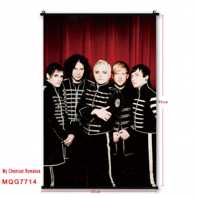 My Chemical Romance Anime black Plastic rod Cloth painting Satin cloth Wall Scroll 60X90CM