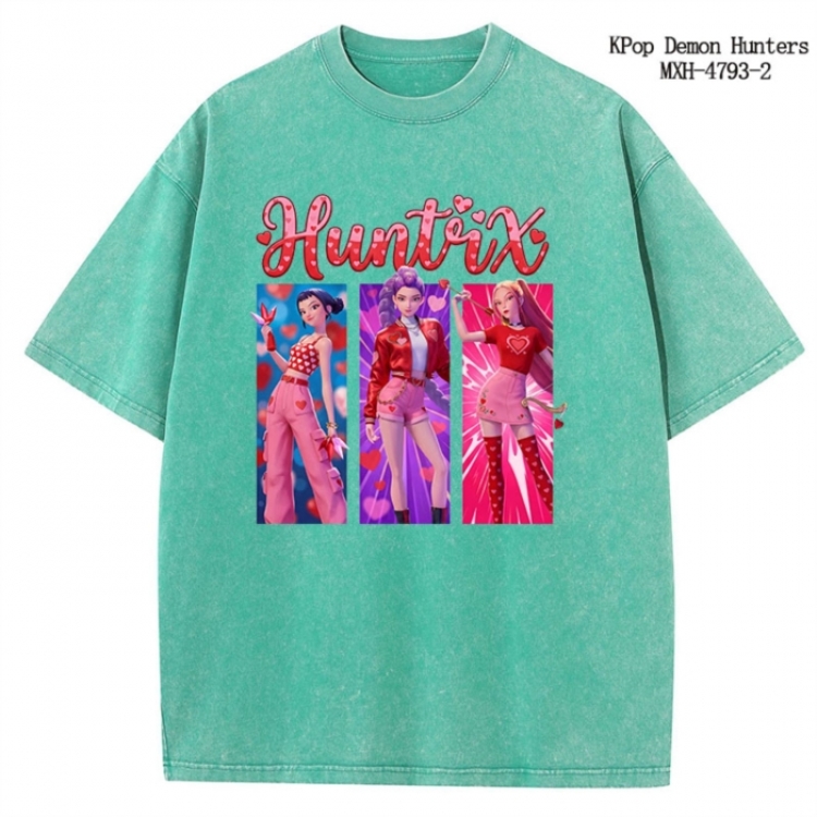 K-Pop Demon Hunters Anime peripheral pure cotton washed and worn T-shirt from S to 2XL