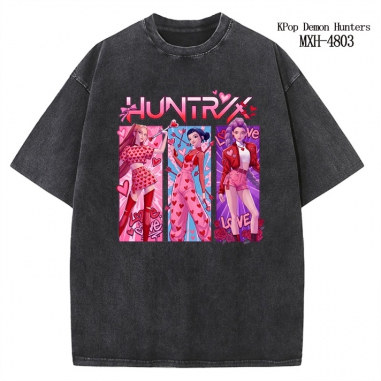 K-Pop Demon Hunters Anime peripheral pure cotton washed and worn T-shirt from S to 2XL