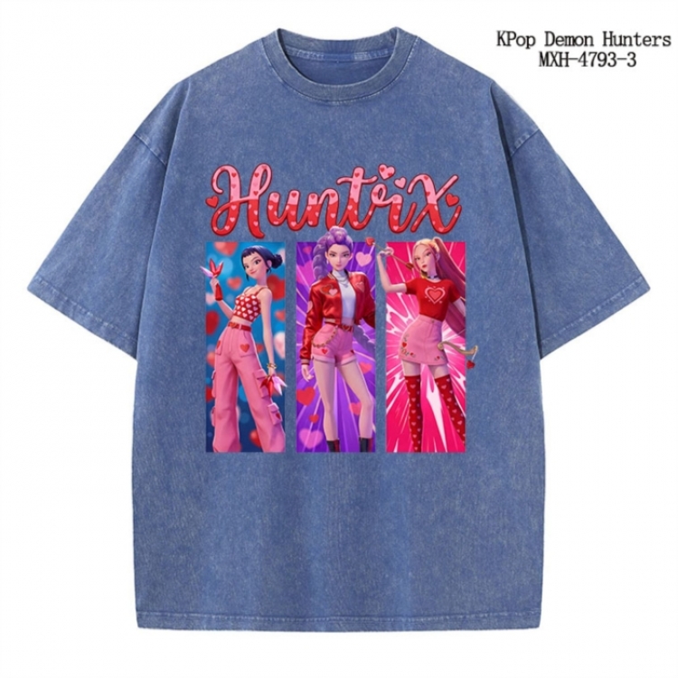 K-Pop Demon Hunters Anime peripheral pure cotton washed and worn T-shirt from S to 2XL