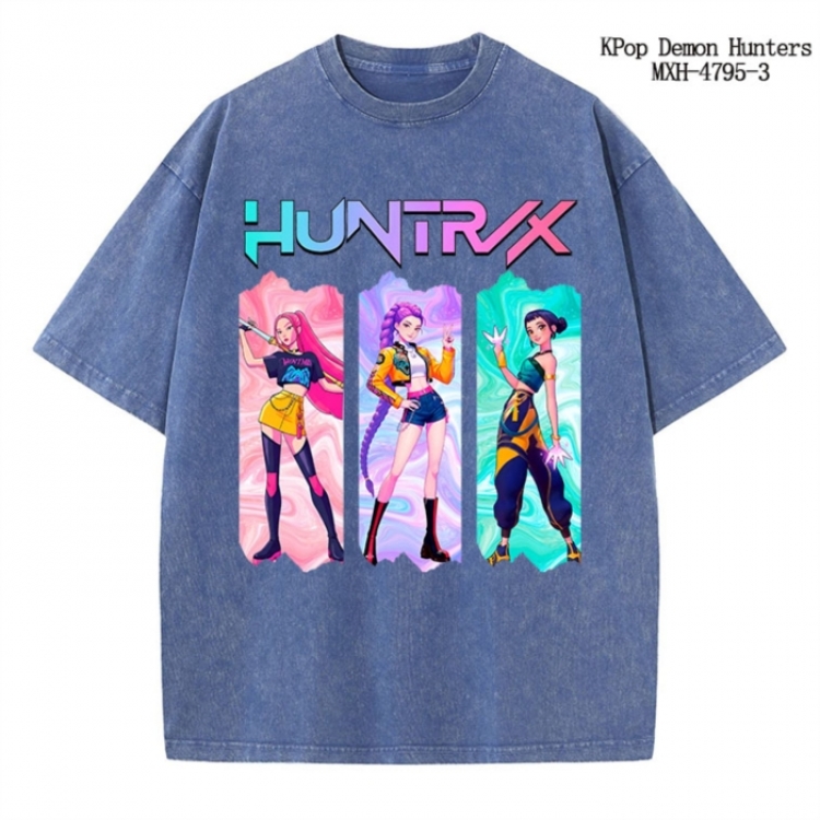 K-Pop Demon Hunters Anime peripheral pure cotton washed and worn T-shirt from S to 2XL