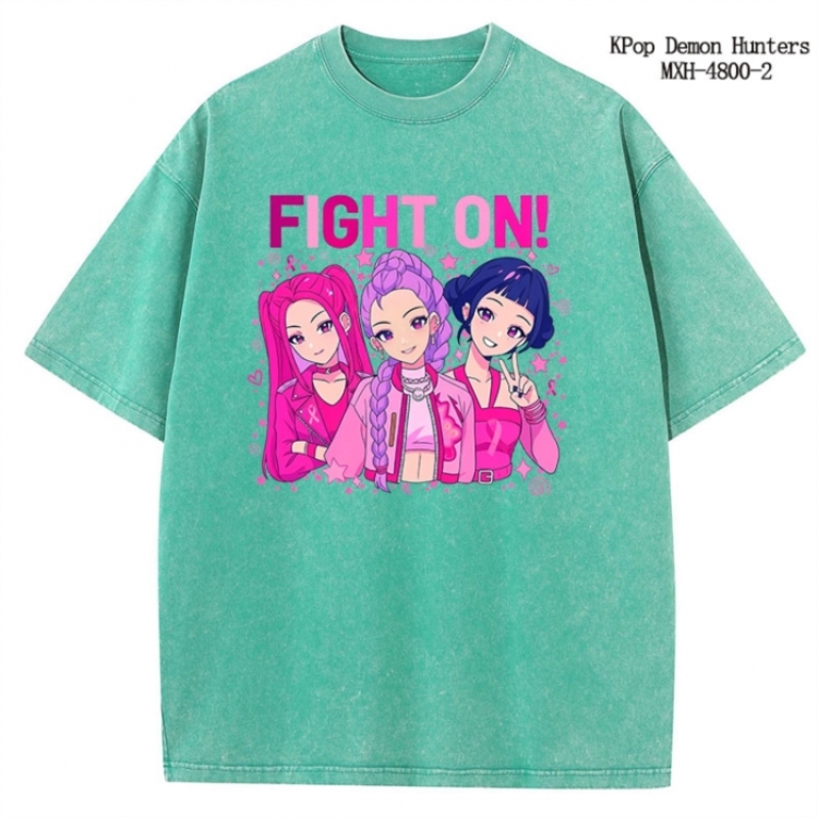 K-Pop Demon Hunters Anime peripheral pure cotton washed and worn T-shirt from S to 2XL