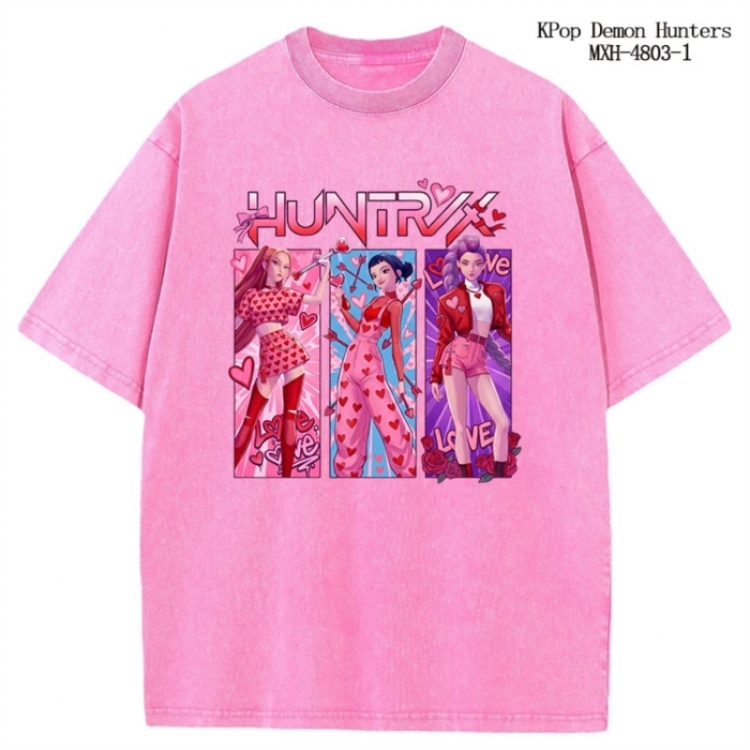 K-Pop Demon Hunters Anime peripheral pure cotton washed and worn T-shirt from S to 2XL