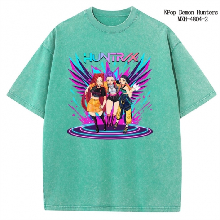 K-Pop Demon Hunters Anime peripheral pure cotton washed and worn T-shirt from S to 2XL