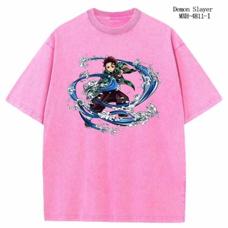 Demon Slayer Kimets Anime peripheral pure cotton washed and worn T-shirt from S to 2XL