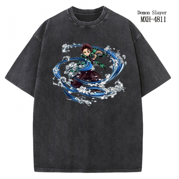 Demon Slayer Kimets Anime peripheral pure cotton washed and worn T-shirt from S to 2XL