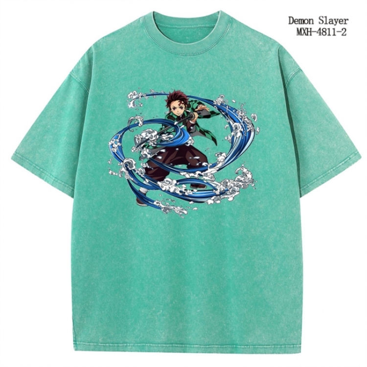 Demon Slayer Kimets Anime peripheral pure cotton washed and worn T-shirt from S to 2XL