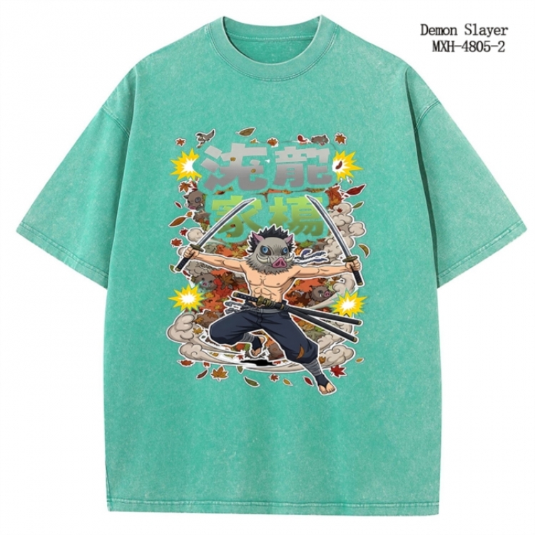 Demon Slayer Kimets Anime peripheral pure cotton washed and worn T-shirt from S to 2XL