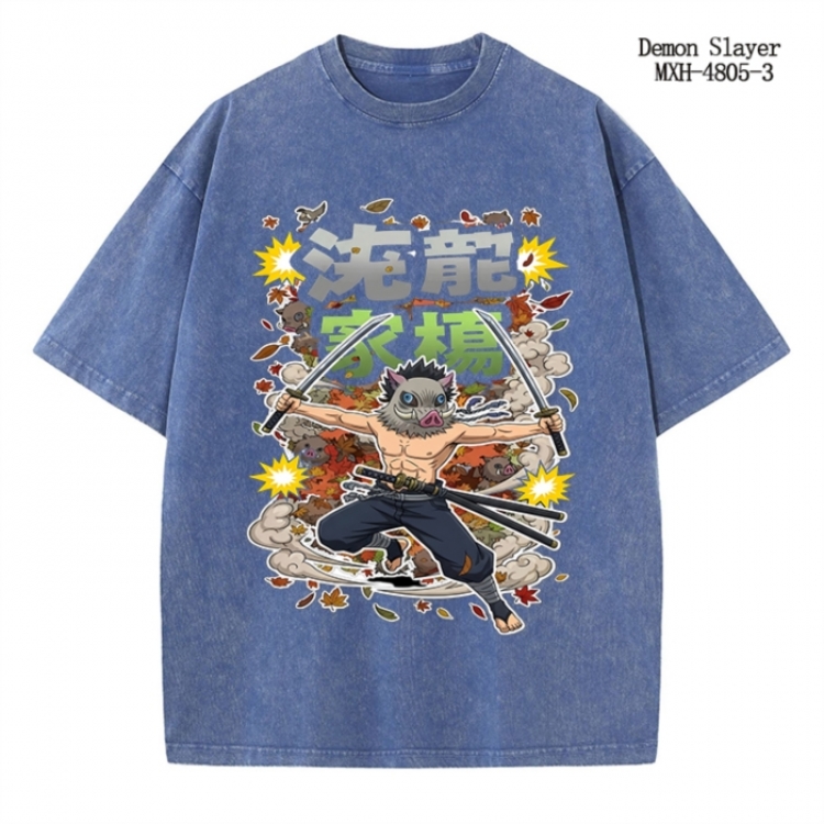 Demon Slayer Kimets Anime peripheral pure cotton washed and worn T-shirt from S to 2XL