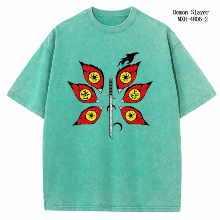 Demon Slayer Kimets Anime peripheral pure cotton washed and worn T-shirt from S to 2XL