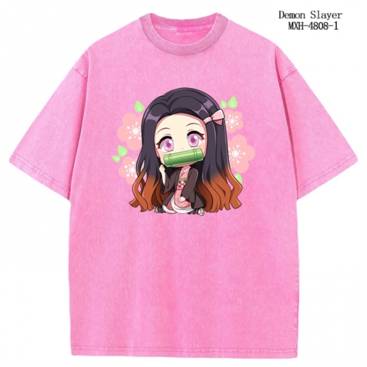 Demon Slayer Kimets Anime peripheral pure cotton washed and worn T-shirt from S to 2XL