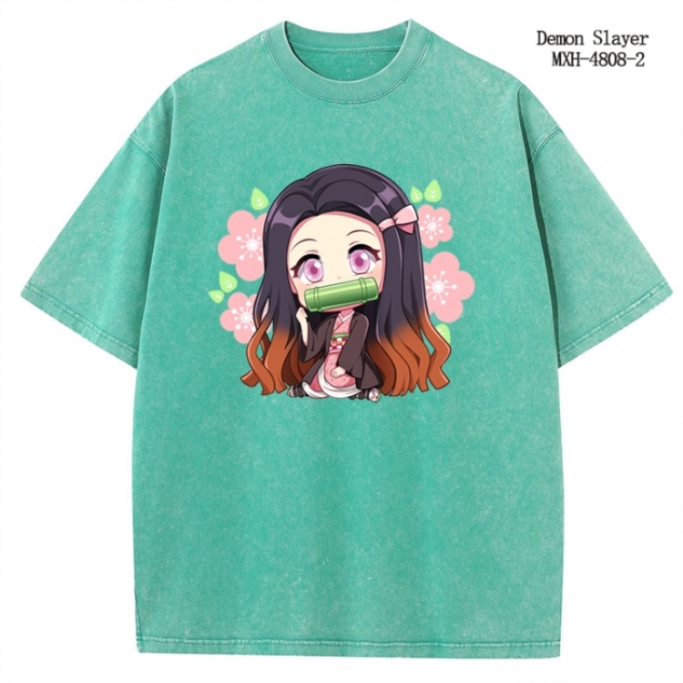 Demon Slayer Kimets Anime peripheral pure cotton washed and worn T-shirt from S to 2XL