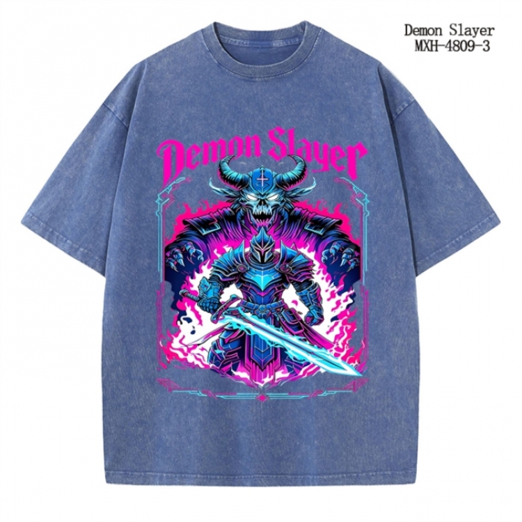 Demon Slayer Kimets Anime peripheral pure cotton washed and worn T-shirt from S to 2XL