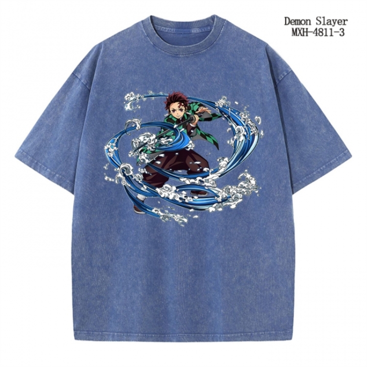 Demon Slayer Kimets Anime peripheral pure cotton washed and worn T-shirt from S to 2XL