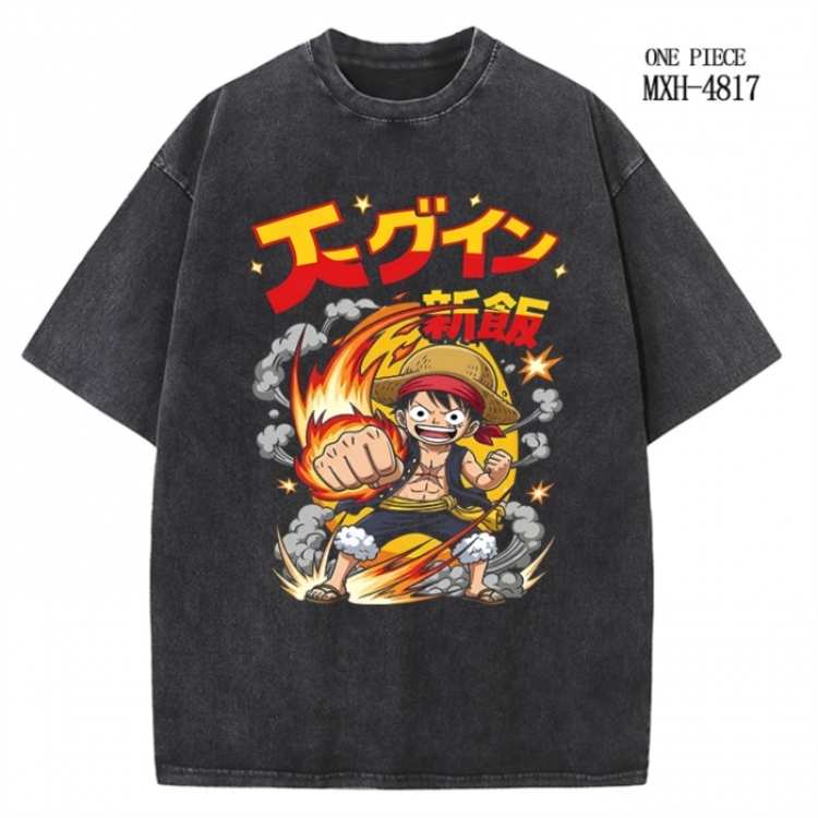 One Piece Anime peripheral pure cotton washed and worn T-shirt from S to 2XL