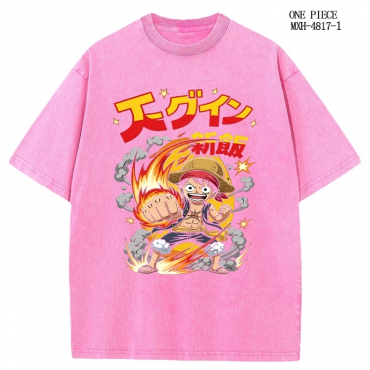 One Piece Anime peripheral pure cotton washed and worn T-shirt from S to 2XL