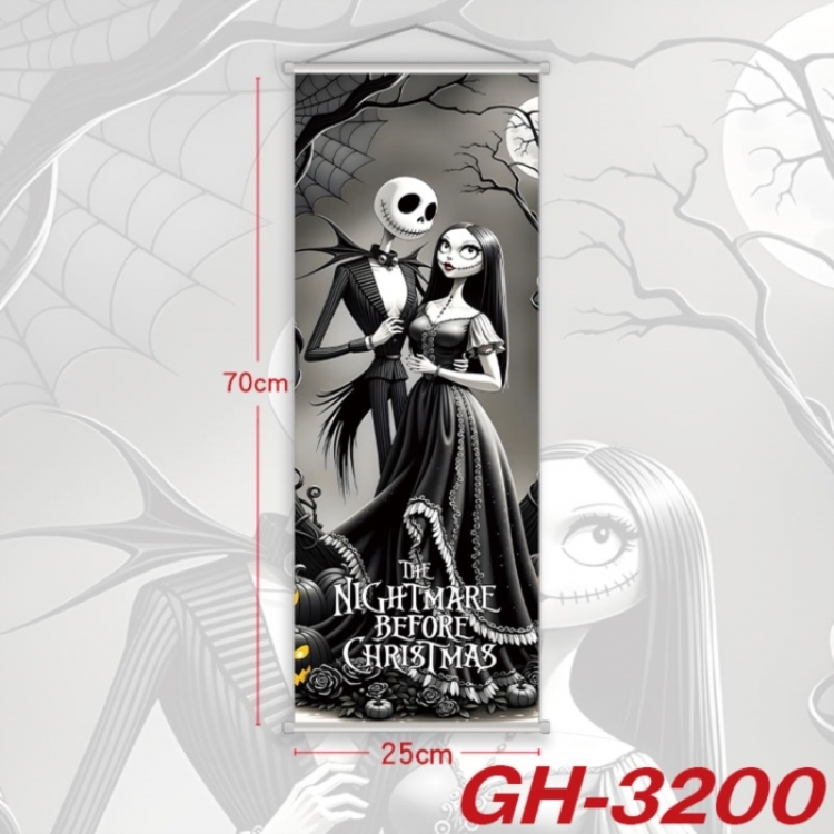 The Nightmare Before Christmas Plastic Rod Cloth Small Hanging Canvas Painting Wall Scroll 25x70cm price for 5 pcs