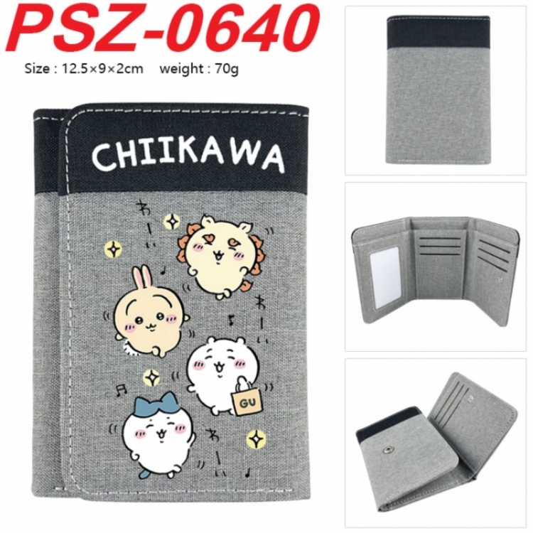 Chiikawa Anime color blocked three fold concealed wallet 12.5X9X2CM 70G