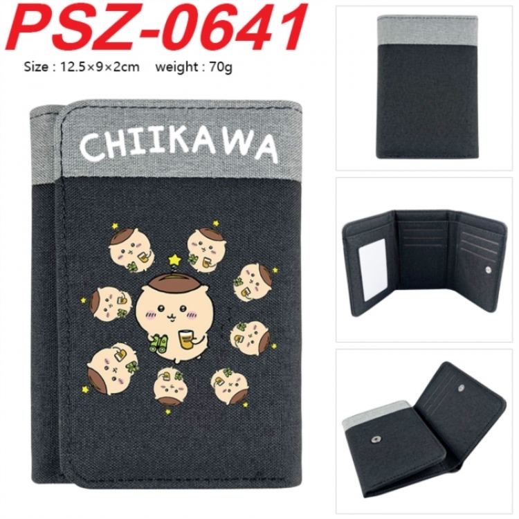 Chiikawa Anime color blocked three fold concealed wallet 12.5X9X2CM 70G