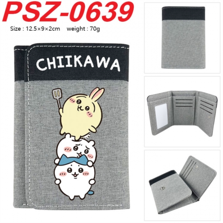 Chiikawa Anime color blocked three fold concealed wallet 12.5X9X2CM 70G