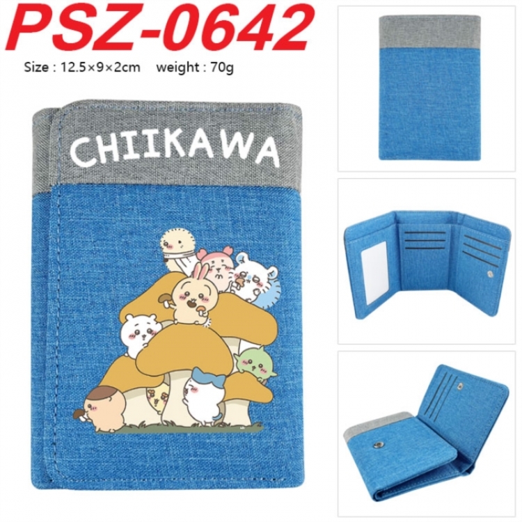 Chiikawa Anime color blocked three fold concealed wallet 12.5X9X2CM 70G