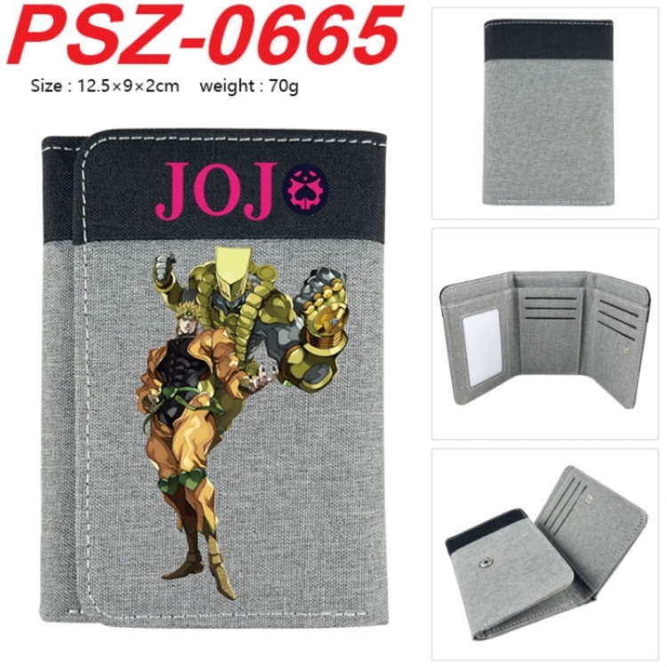 JoJos Bizarre Adventure Anime color blocked three fold concealed wallet 12.5X9X2CM 70G