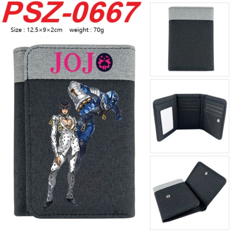 JoJos Bizarre Adventure Anime color blocked three fold concealed wallet 12.5X9X2CM 70G