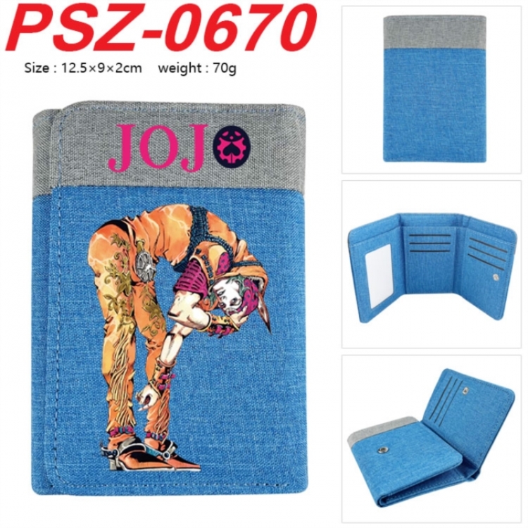 JoJos Bizarre Adventure Anime color blocked three fold concealed wallet 12.5X9X2CM 70G