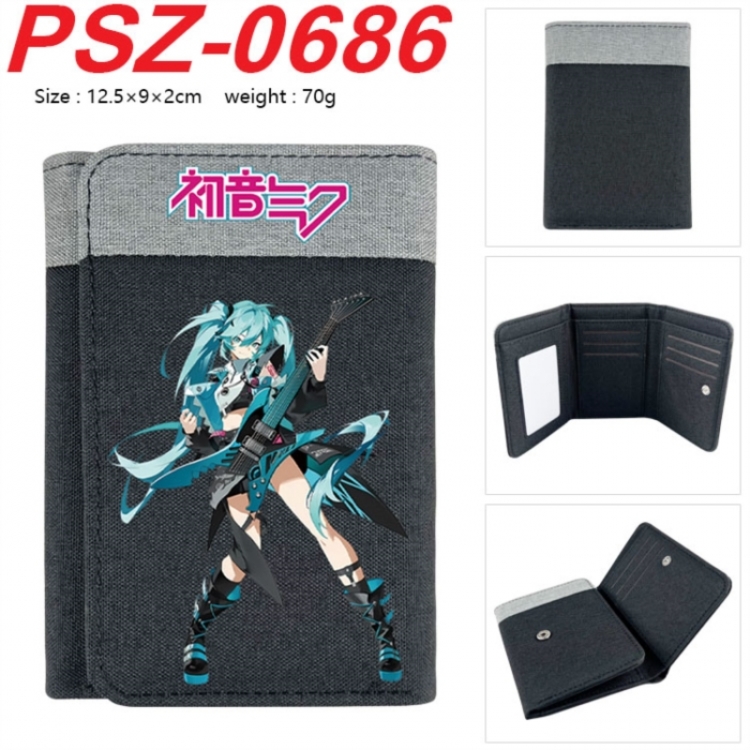 Hatsune Miku Anime color blocked three fold concealed wallet 12.5X9X2CM 70G