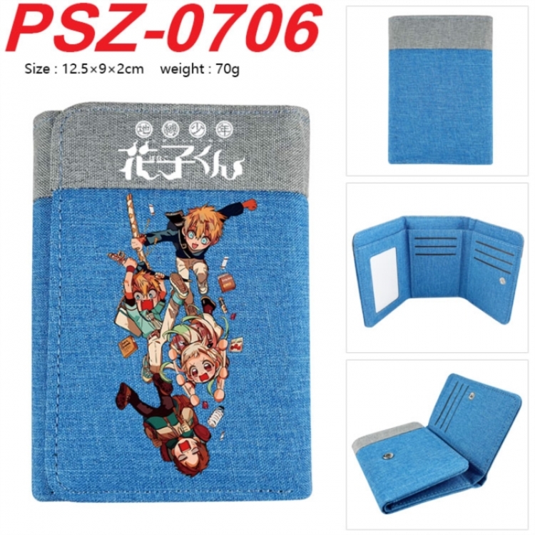 Toilet-bound Hanako-kun Anime color blocked three fold concealed wallet 12.5X9X2CM 70G
