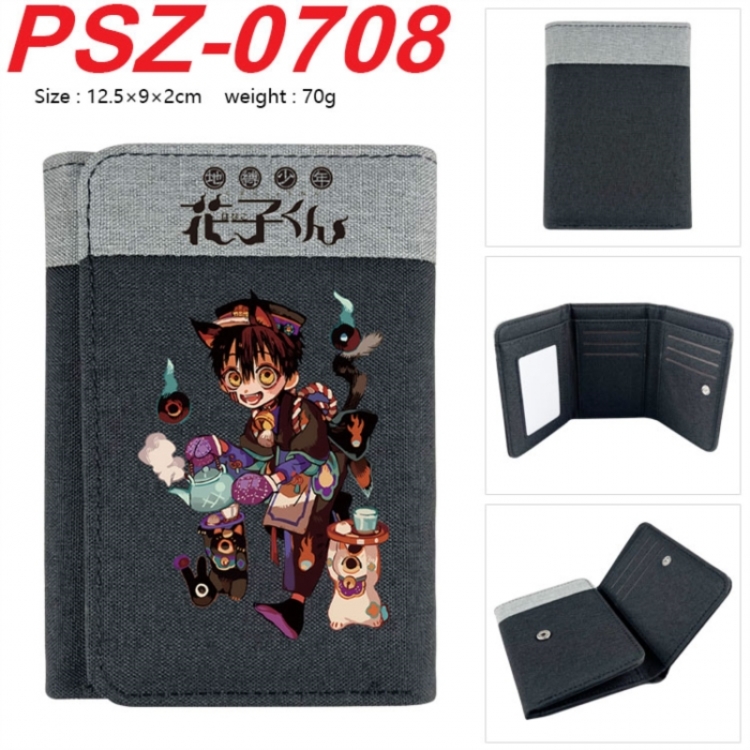 Toilet-bound Hanako-kun Anime color blocked three fold concealed wallet 12.5X9X2CM 70G