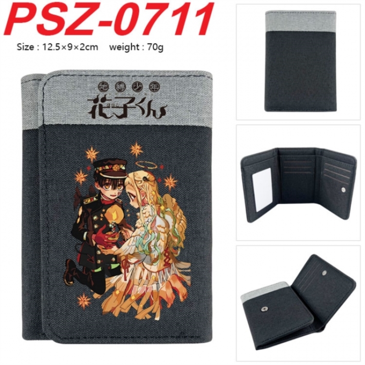 Toilet-bound Hanako-kun Anime color blocked three fold concealed wallet 12.5X9X2CM 70G