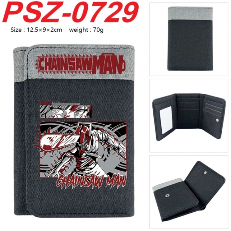 Chainsaw Man Anime color blocked three fold concealed wallet 12.5X9X2CM 70G
