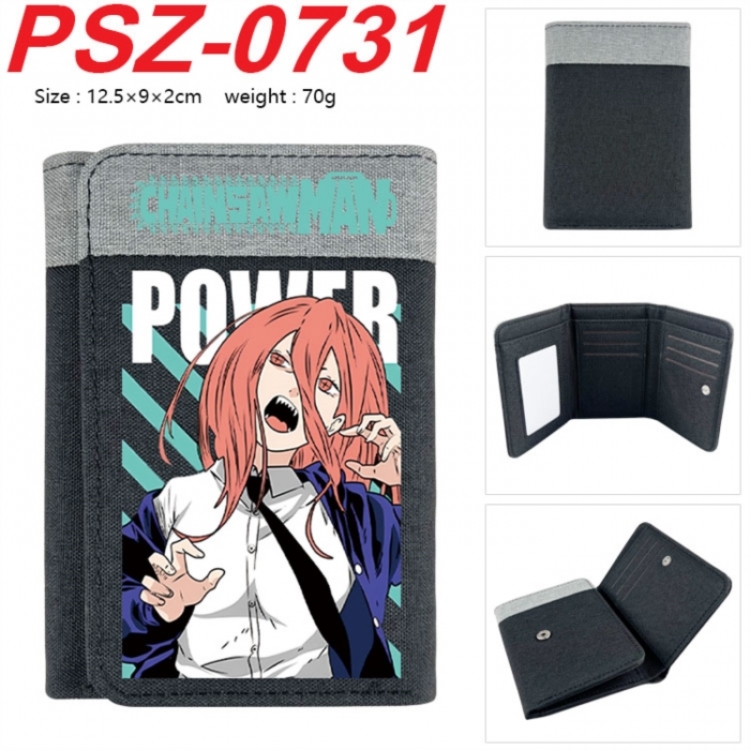 Chainsaw Man Anime color blocked three fold concealed wallet 12.5X9X2CM 70G