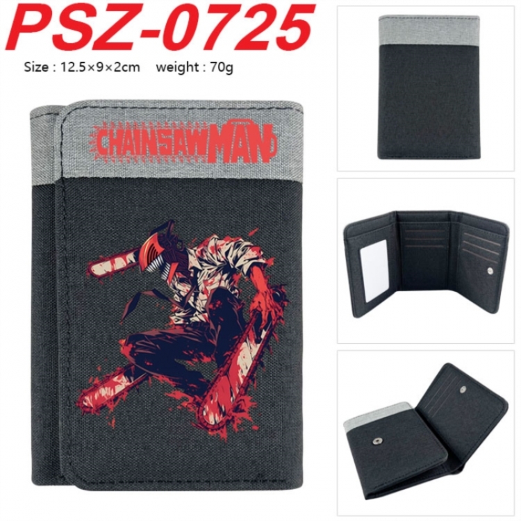 Chainsaw Man Anime color blocked three fold concealed wallet 12.5X9X2CM 70G