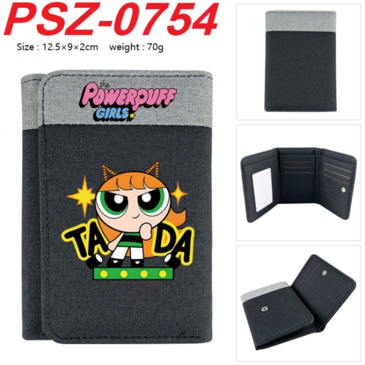 The Powerpuff Girls Anime color blocked three fold concealed wallet 12.5X9X2CM 70G