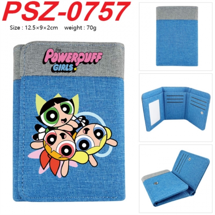 The Powerpuff Girls Anime color blocked three fold concealed wallet 12.5X9X2CM 70G