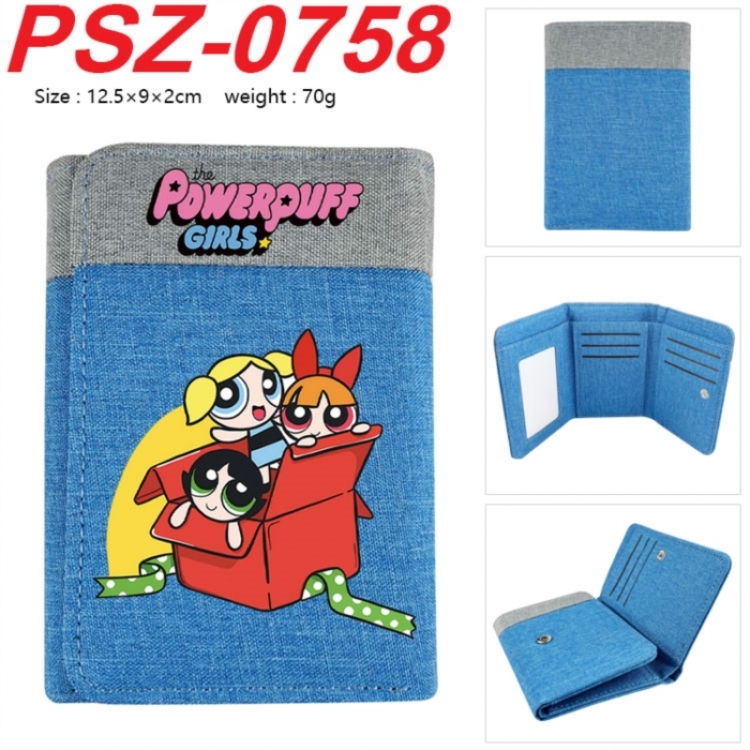 The Powerpuff Girls Anime color blocked three fold concealed wallet 12.5X9X2CM 70G