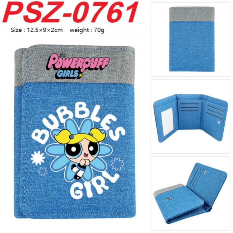 The Powerpuff Girls Anime color blocked three fold concealed wallet 12.5X9X2CM 70G