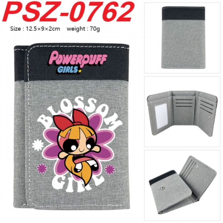 The Powerpuff Girls Anime color blocked three fold concealed wallet 12.5X9X2CM 70G