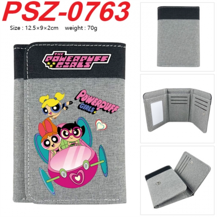 The Powerpuff Girls Anime color blocked three fold concealed wallet 12.5X9X2CM 70G
