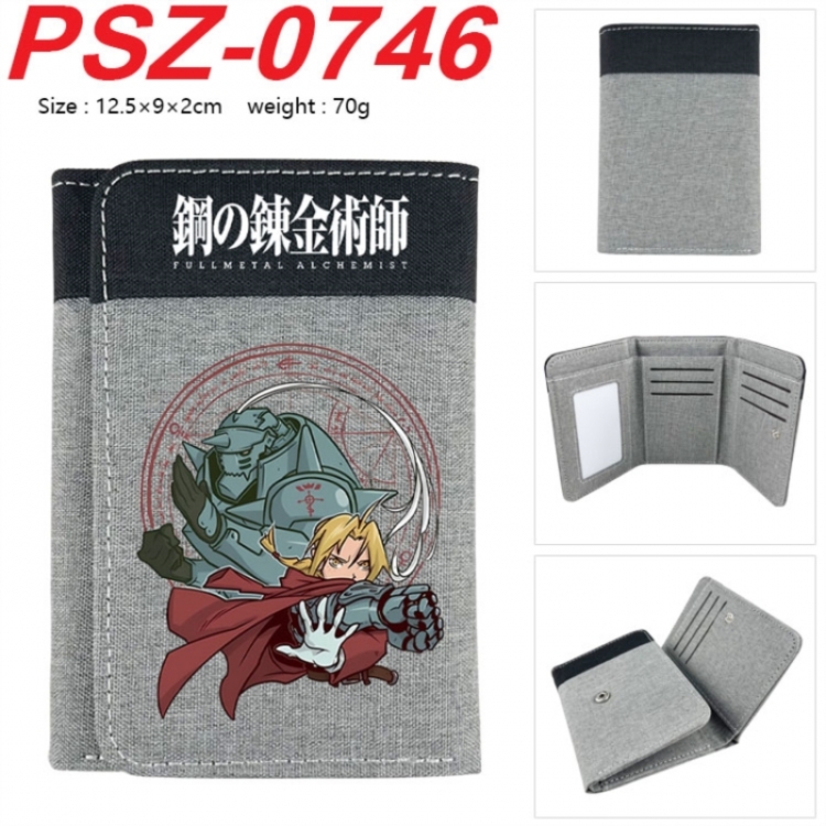 Fullmetal Alchemist Anime color blocked three fold concealed wallet 12.5X9X2CM 70G