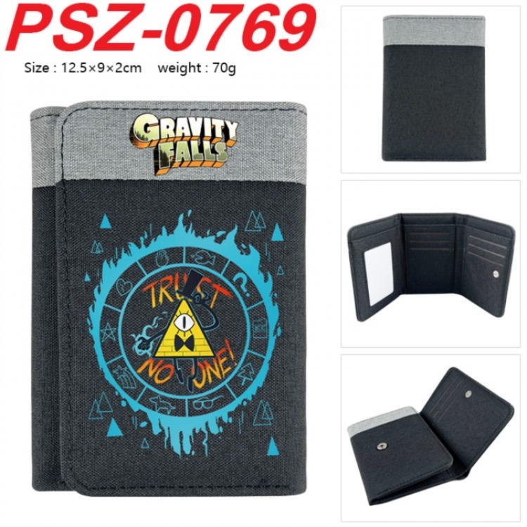 Gravity Falls Anime color blocked three fold concealed wallet 12.5X9X2CM 70G