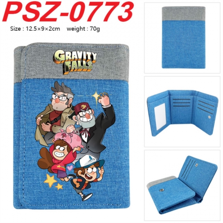 Gravity Falls Anime color blocked three fold concealed wallet 12.5X9X2CM 70G