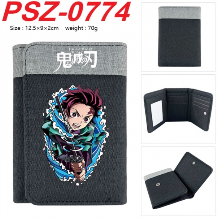 Demon Slayer Kimets Anime color blocked three fold concealed wallet 12.5X9X2CM 70G