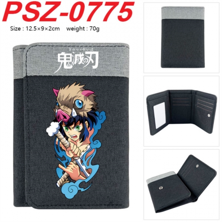 Demon Slayer Kimets Anime color blocked three fold concealed wallet 12.5X9X2CM 70G