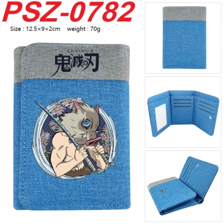 Demon Slayer Kimets Anime color blocked three fold concealed wallet 12.5X9X2CM 70G