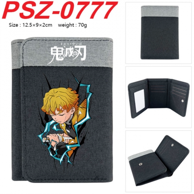 Demon Slayer Kimets Anime color blocked three fold concealed wallet 12.5X9X2CM 70G