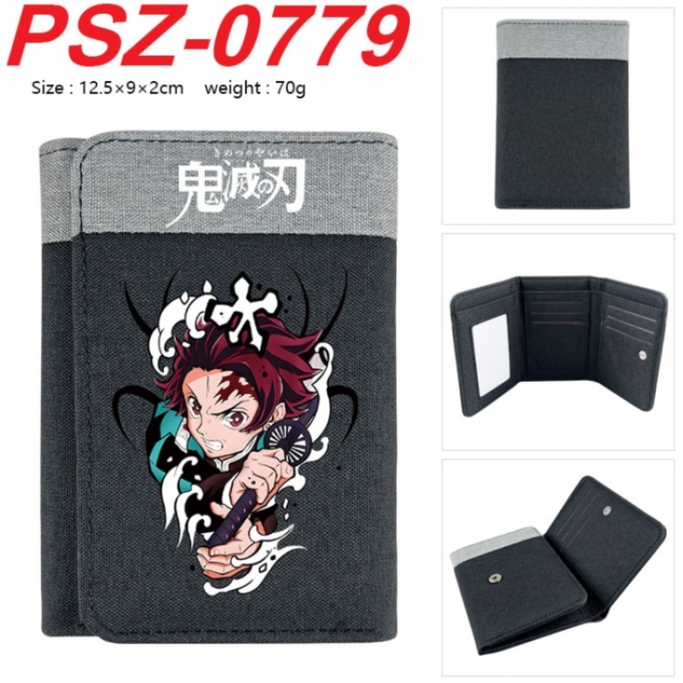 Demon Slayer Kimets Anime color blocked three fold concealed wallet 12.5X9X2CM 70G
