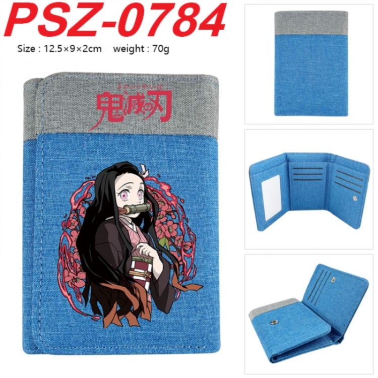Demon Slayer Kimets Anime color blocked three fold concealed wallet 12.5X9X2CM 70G